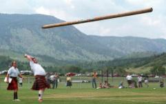 STAPP...Steve Stapp of Aurora, Colo., competes in the caber toss at the Pikes Peak Highland Games, Saturday, July 17, 1999, in Colorado Springs, Colo. The caber toss is a traditional Scottish athletic event, dating back to the 16th century. (AP Photo/The Gazette, Jay Janner)